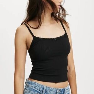 Sasha Pointelle Lace Trim Cami NWT